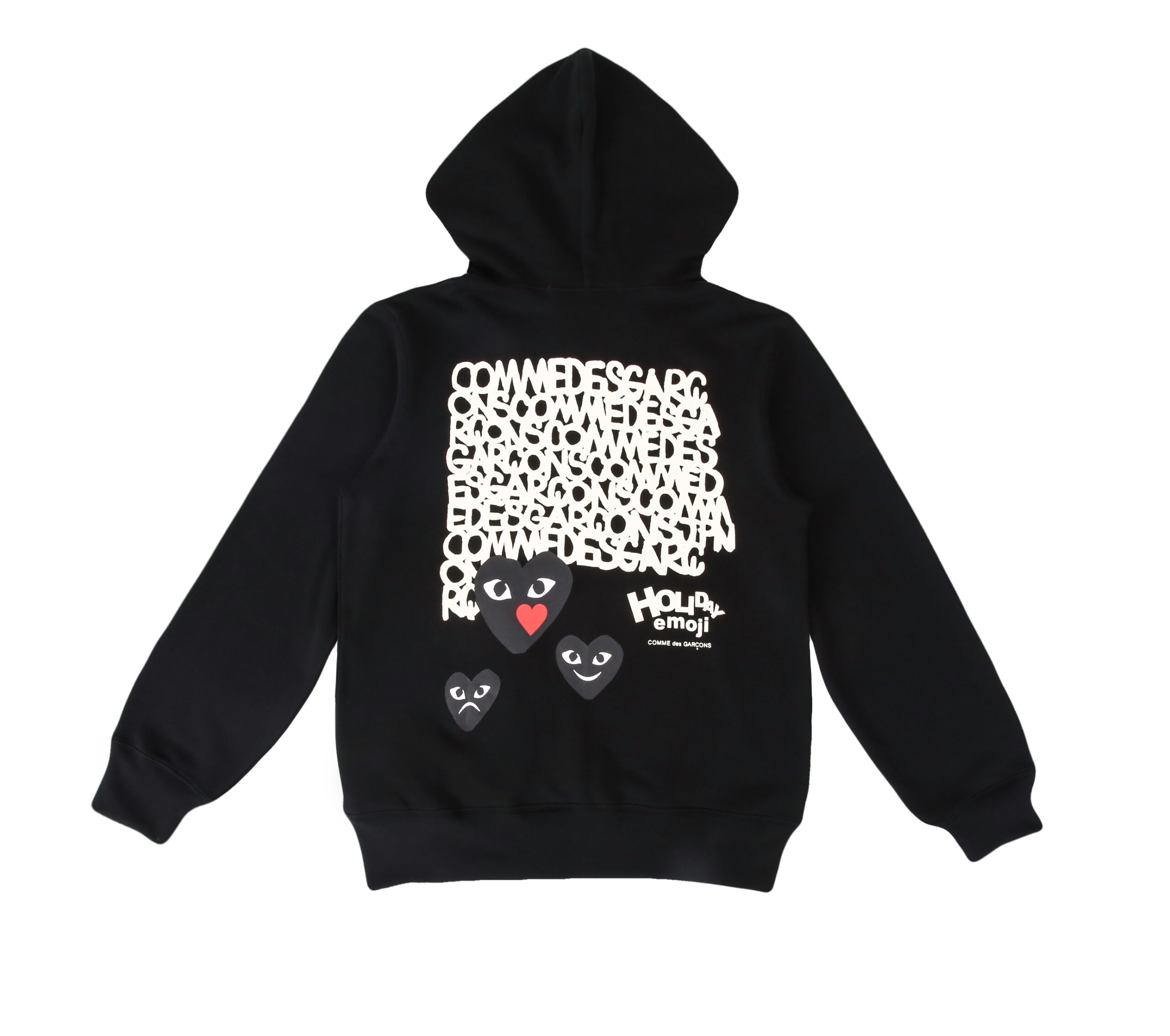 Comme Des Garcons Play Holiday Emoji Text ZipUp Hoodie Black